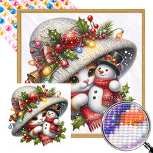 Load image into Gallery viewer, AB Diamond Painting - Full Round - Christmas snowman orange cat (40*40CM)
