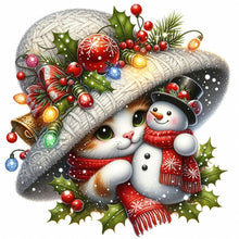 Load image into Gallery viewer, AB Diamond Painting - Full Round - Christmas snowman orange cat (40*40CM)
