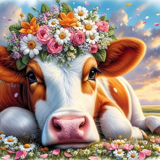 AB Diamond Painting - Full Round - Wreath cow (40*40CM)