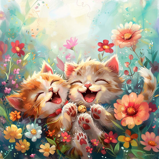 AB Diamond Painting - Full Round - Kitten in the grass (40*40CM)