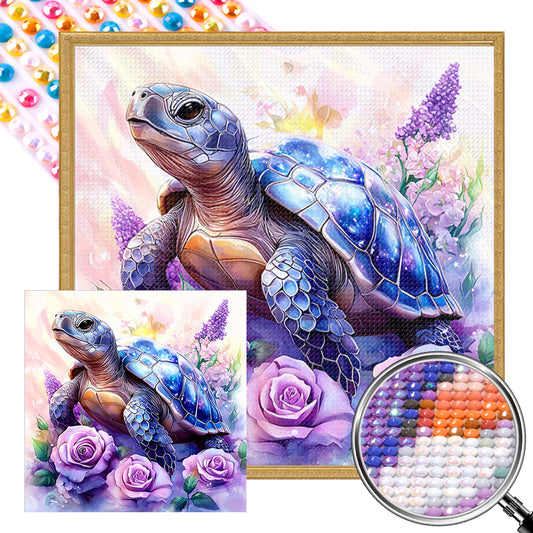 AB Diamond Painting - Full Round - Purple rose turtle (40*40CM)