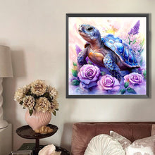 Load image into Gallery viewer, AB Diamond Painting - Full Round - Purple rose turtle (40*40CM)
