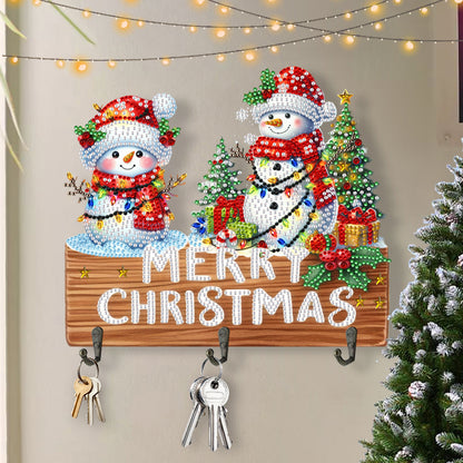 Wooden Christmas Diamond Art Hanging Hooks 3 Hooks Rhinestone Painting Coat Hook