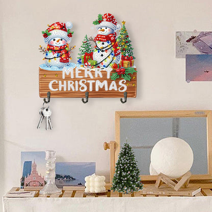Wooden Christmas Diamond Art Hanging Hooks 3 Hooks Rhinestone Painting Coat Hook