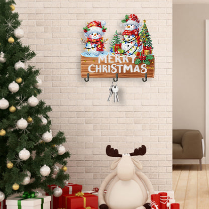 Wooden Christmas Diamond Art Hanging Hooks 3 Hooks Rhinestone Painting Coat Hook