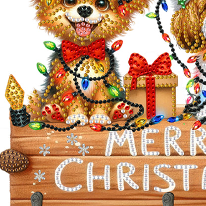 Wooden Christmas Diamond Art Hanging Hooks 3 Hooks Rhinestone Painting Coat Hook