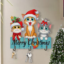 Load image into Gallery viewer, Wooden Christmas Diamond Art Hanging Hooks 3 Hooks Rhinestone Painting Coat Hook
