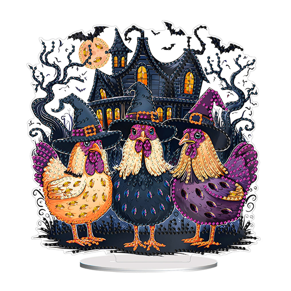 Acrylic Halloween Theme Diamond Painting Tabletop Ornaments Kit (Chicken)