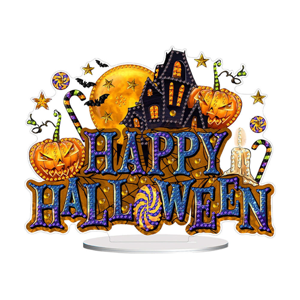 Acrylic Halloween Theme Diamond Painting Tabletop Ornaments Kit(Happy Halloween)