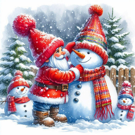 Diamond Painting - Full Round - Santa Claus and snowman (40*40CM)