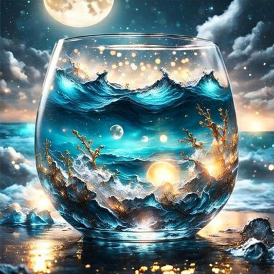 Diamond Painting - Full Round - Late night water cup sea water moon (40*40CM)