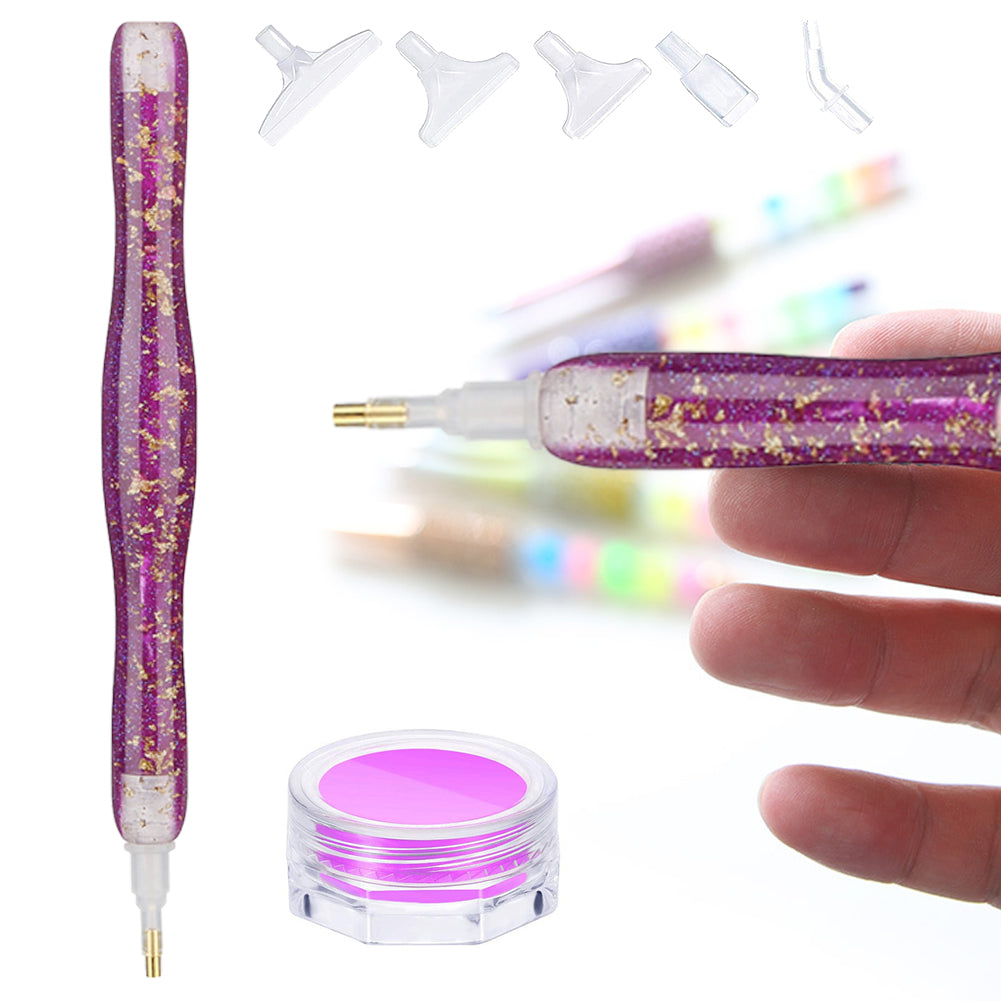 Sequins Diamond Painting Pen with Clay Jar & 5 Tips Glitter Diamond Art Pen