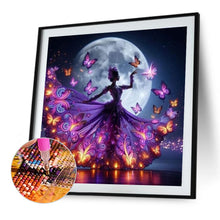 Load image into Gallery viewer, Diamond Painting - Full Round - Butterflies and silhouettes dancing under the moon (40*40CM)
