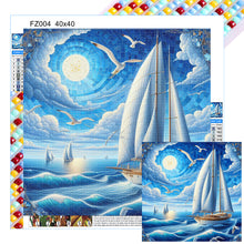 Load image into Gallery viewer, Diamond Painting - Full Square - Transportation ship under the moon (40*40CM)
