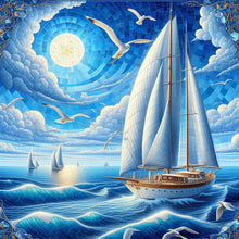 Load image into Gallery viewer, Diamond Painting - Full Square - Transportation ship under the moon (40*40CM)
