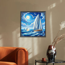 Load image into Gallery viewer, Diamond Painting - Full Square - Transportation ship under the moon (40*40CM)
