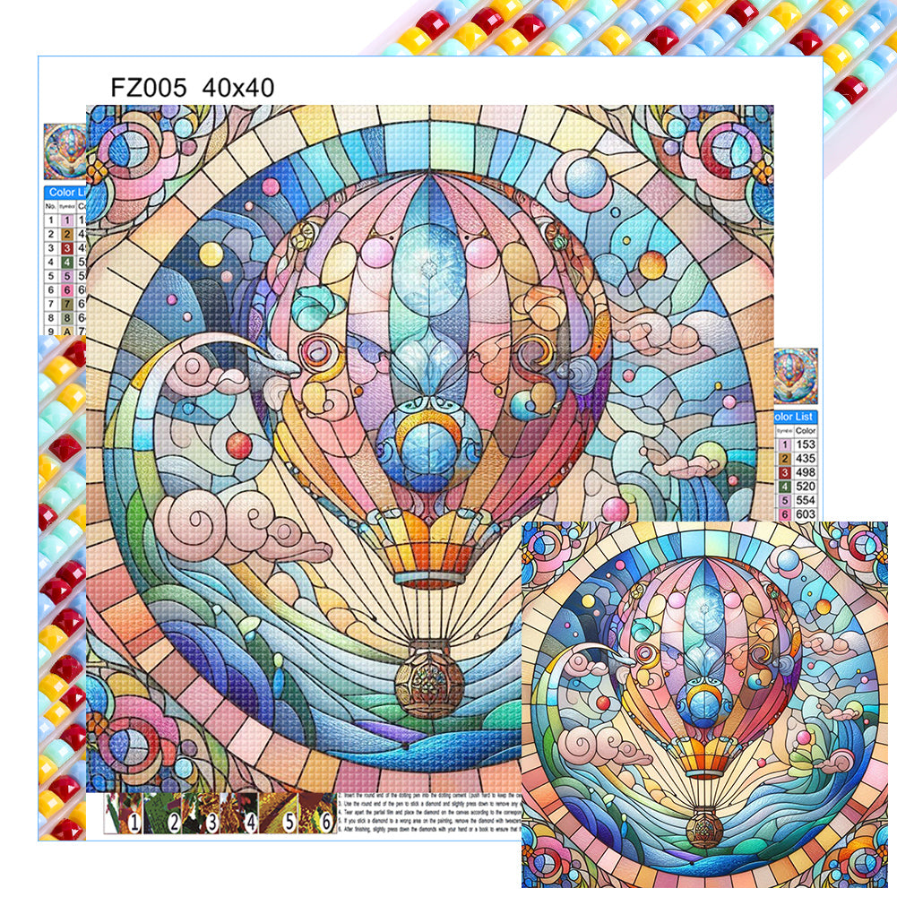 Diamond Painting - Full Square - Transportation pink hot air balloon (40*40CM)