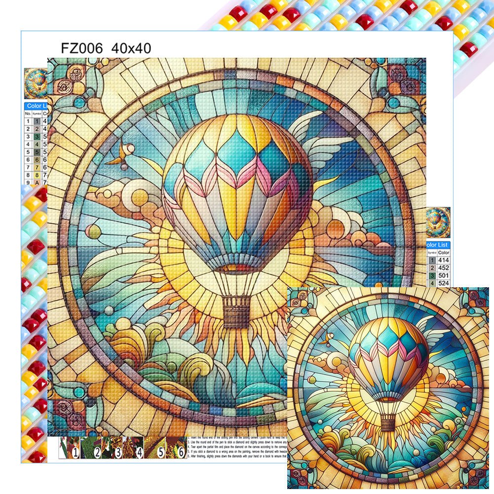 Diamond Painting - Full Square - Transportation yellow hot air balloon (40*40CM)