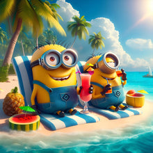 Load image into Gallery viewer, Diamond Painting - Full Round - Two Minions on the Beach (40*40CM)
