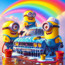 Load image into Gallery viewer, Diamond Painting - Full Round - Three Minions on the Rainbow Car Wash (40*40CM)
