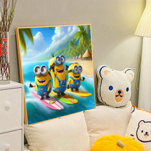 Load image into Gallery viewer, Diamond Painting - Full Round - Three Minions on the Surf (40*40CM)
