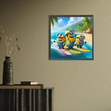 Load image into Gallery viewer, Diamond Painting - Full Round - Three Minions on the Surf (40*40CM)

