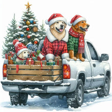 Load image into Gallery viewer, Diamond Painting - Full Round - Dog on Christmas truck (40*40CM)
