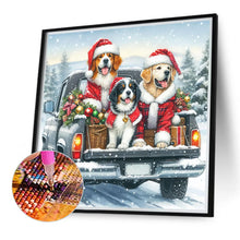 Load image into Gallery viewer, Diamond Painting - Full Round - Dog on Christmas truck (40*40CM)
