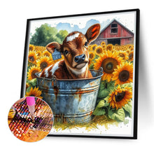 Load image into Gallery viewer, Diamond Painting - Full Round - Farm cow in sunflower field (40*40CM)
