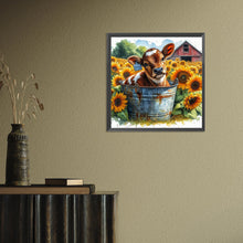 Load image into Gallery viewer, Diamond Painting - Full Round - Farm cow in sunflower field (40*40CM)
