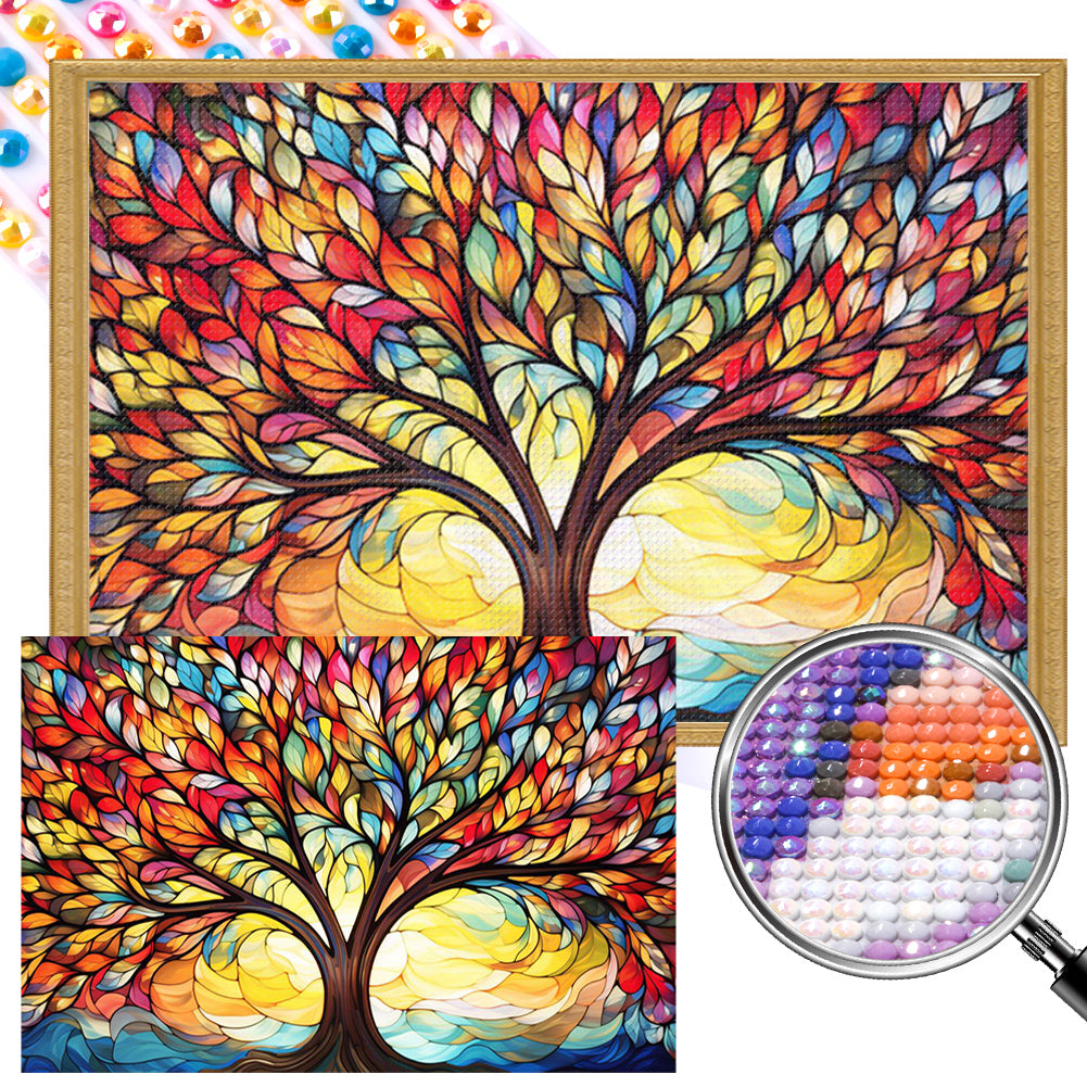 AB Diamond Painting - Full Round - Colorful Tree of Life at Sunrise (60*40CM)