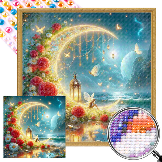 AB Diamond Painting - Full Round - Under the Moon at the Seaside (40*40CM)
