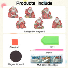 Load image into Gallery viewer, 6Pcs Christmas Santa Claus Fridge Stickers Diamond Painting Art Magnets Decals
