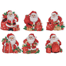 Load image into Gallery viewer, 6Pcs Christmas Santa Claus Fridge Stickers Diamond Painting Art Magnets Decals
