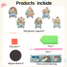 Load image into Gallery viewer, 6Pcs Christmas Bear Car Fridge Stickers Diamond Painting Art Magnets Decals
