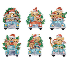 Load image into Gallery viewer, 6Pcs Christmas Bear Car Fridge Stickers Diamond Painting Art Magnets Decals
