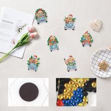 Load image into Gallery viewer, 6Pcs Christmas Bear Car Fridge Stickers Diamond Painting Art Magnets Decals
