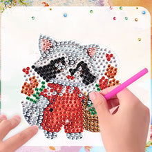 Load image into Gallery viewer, 6Pcs Christmas Raccoon Fridge Stickers Diamond Painting Art Magnets Decals
