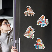Load image into Gallery viewer, 6Pcs Christmas Bluebird Fridge Stickers Diamond Painting Art Magnets Decals
