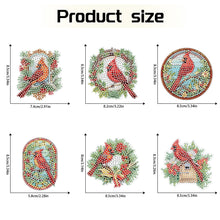 Load image into Gallery viewer, 6Pcs Christmas Cardinal Fridge Stickers Diamond Painting Art Magnets Decals
