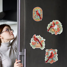 Load image into Gallery viewer, 6Pcs Christmas Cardinal Fridge Stickers Diamond Painting Art Magnets Decals
