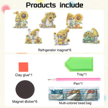 Load image into Gallery viewer, 6Pcs Sunflower Skeleton Diamond Art Fridge Magnet for Fridge Whiteboards
