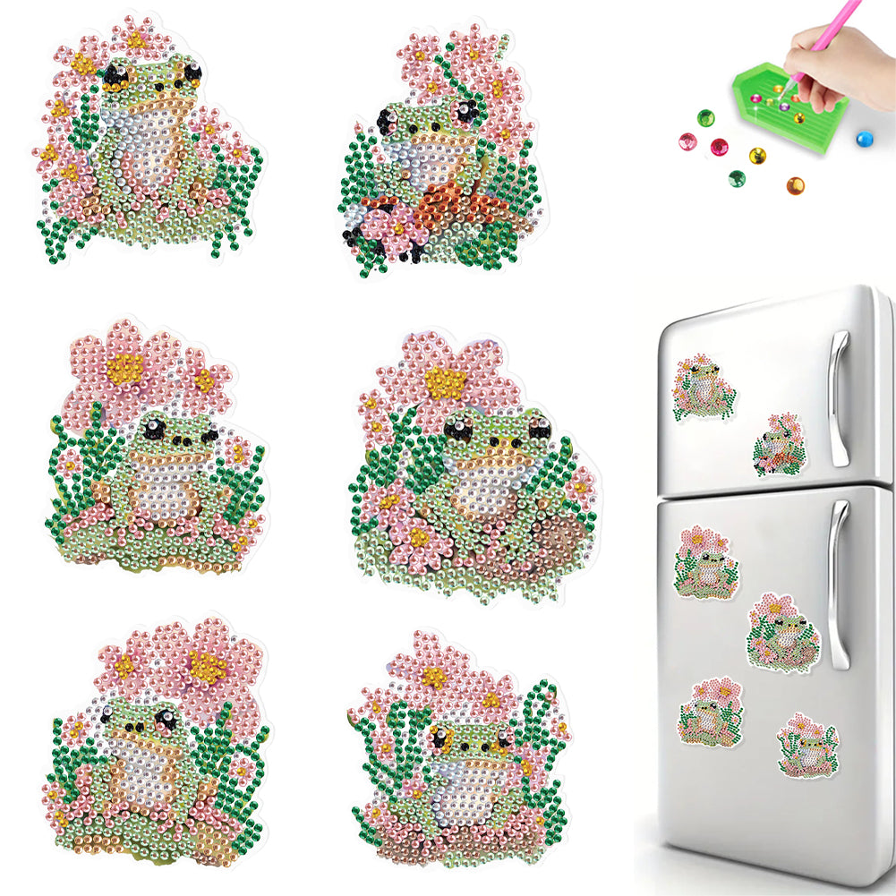 6Pcs Flower Frog Diamond Painting Art Fridge Magnet for Fridge Whiteboards