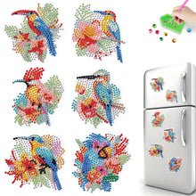 Load image into Gallery viewer, 6Pcs Flower Parrot Diamond Painting Art Fridge Magnet for Fridge Whiteboards
