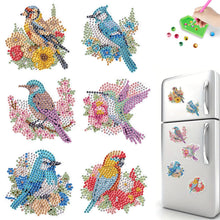 Load image into Gallery viewer, 6Pcs Flower Bird Diamond Painting Art Fridge Magnet for Fridge Whiteboards
