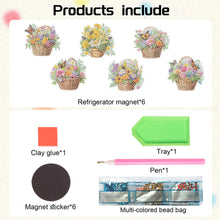 Load image into Gallery viewer, 6Pcs Flower Basket Diamond Painting Art Fridge Magnet for Fridge Whiteboards
