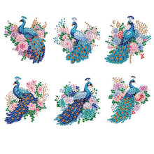 Load image into Gallery viewer, 6Pcs Flower Peacock Diamond Painting Art Fridge Magnet for Fridge Whiteboards
