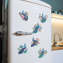 Load image into Gallery viewer, 6Pcs Flower Peacock Diamond Painting Art Fridge Magnet for Fridge Whiteboards
