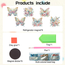 Load image into Gallery viewer, 6Pcs Flower Butterfly Diamond Painting Art Fridge Magnet for Fridge Whiteboards
