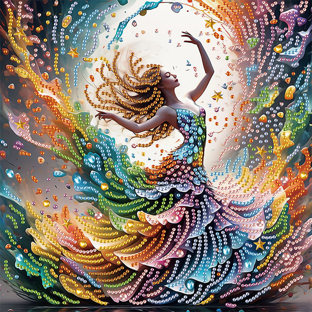 Diamond Painting - Partial Special Shaped - Beautiful skirt girl (30*30CM)